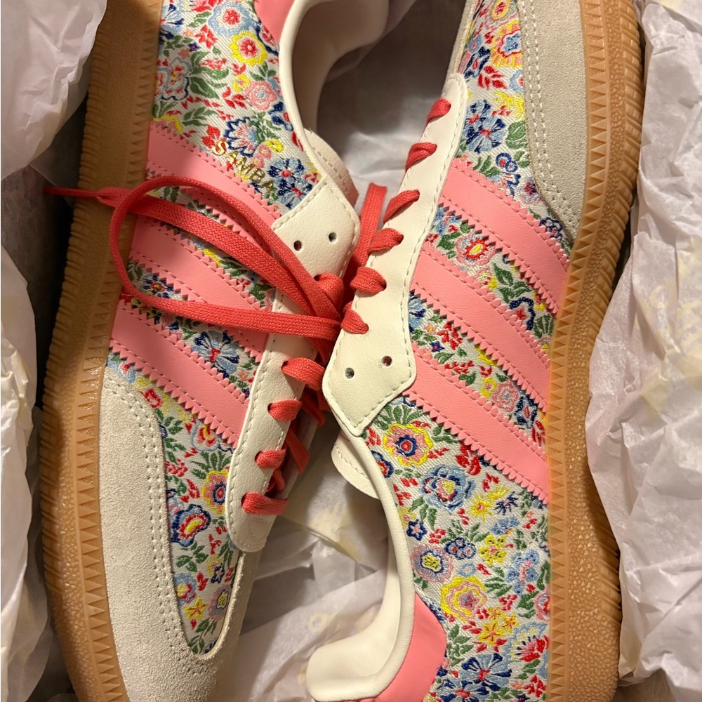 Adidas Kids Floral Sneakers - Pink and Cream - Picture 3 of 6